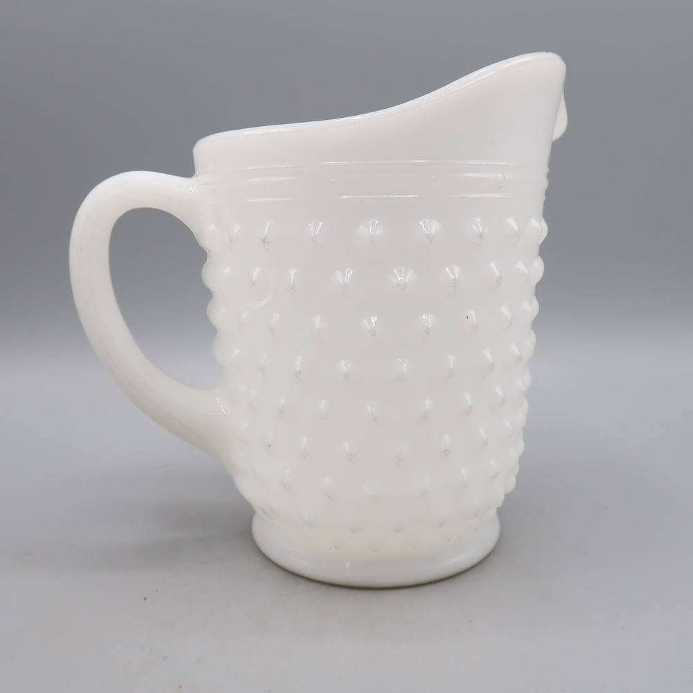 Vintage Milk Glass Hobnail Small Pitcher or Creamer 50s 60s White Anchor Hocking